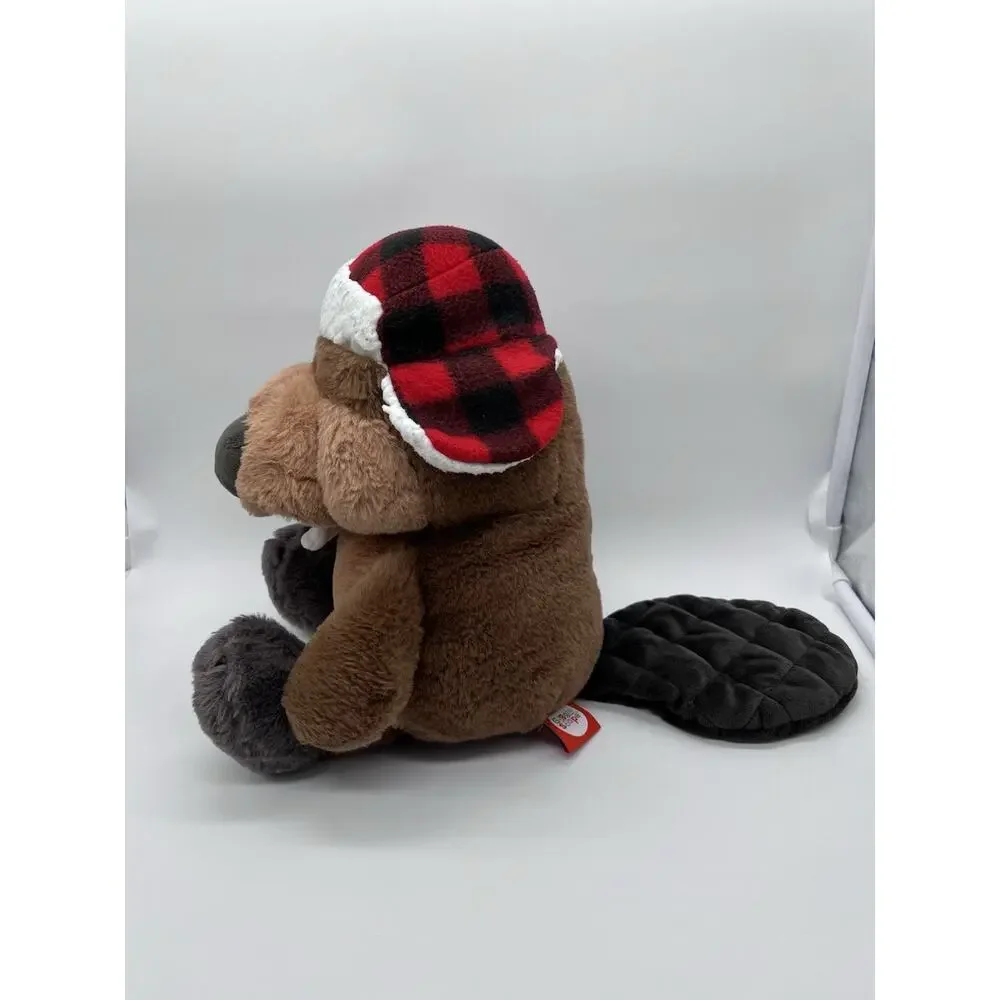 Giggle Scape Beaver Stuffed Animal Plush w/ Red Black Plaid Hat 2025 F440298
